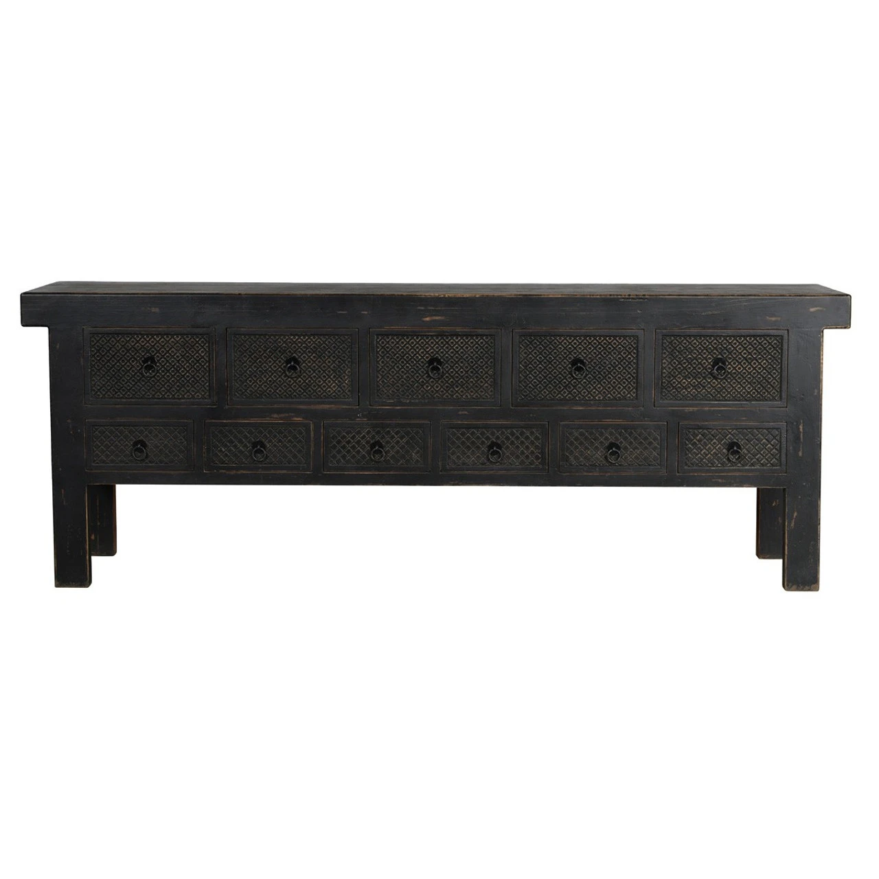 Hand Carved Solid Wood 11 Drawer Buffet Sideboard 93" 6 Hand Carved Solid Wood 11 Drawer Buffet Sideboard 93" - Image 4