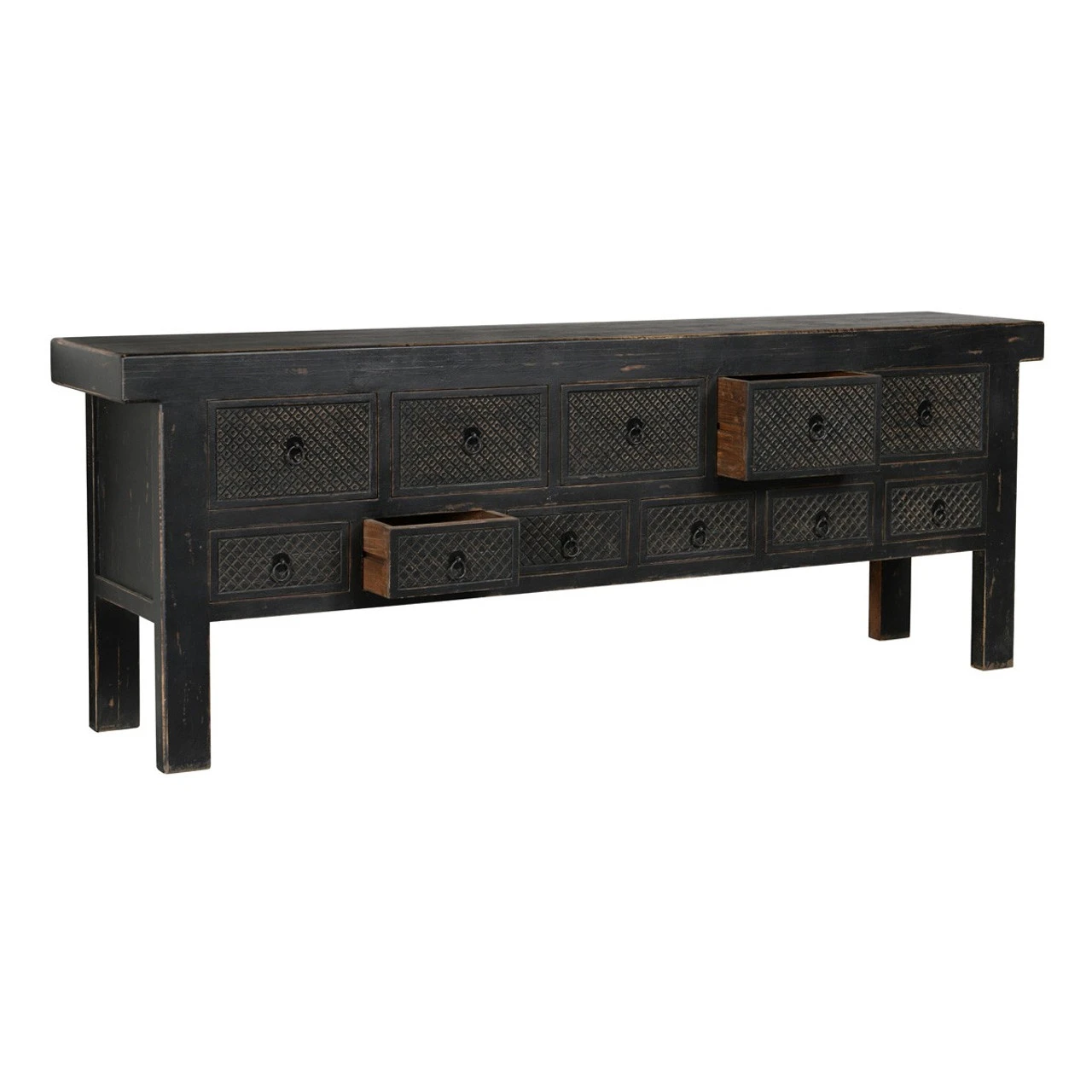 Hand Carved Solid Wood 11 Drawer Buffet Sideboard 93" 7 Hand Carved Solid Wood 11 Drawer Buffet Sideboard 93" - Image 5