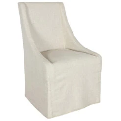 Warwick Oatmeal Rolling Wingback Dining Chair