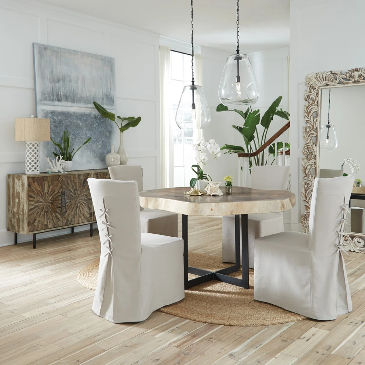 Melrose Upholstered Beige Dining Chair 4 Melrose Upholstered Beige Dining Chair - Image 2