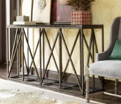 French Industrial Bronze Metal Bluestone Console Table -Famous Furniture Shop 572803 crop 001 91620.1502138394