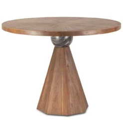 Eiffel Teak Wood And Marble Round Gathering Table 48"