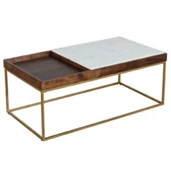 Serene 45" White Marble Coffee Table Walnut -Famous Furniture Shop 5B1EFFB6 FE10 4224 9B53 78231BE817DD 1 201 a 90604.1715368215