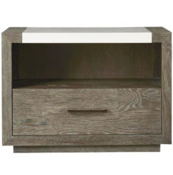 Wilshire Modern Oak And Stone Top 1 Drawer Nightstand