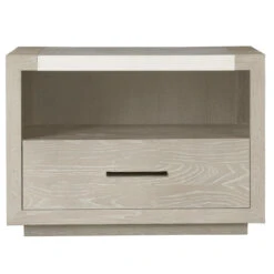 Modern Grey Oak Stone Top Huston 1 Drawer Nightstand