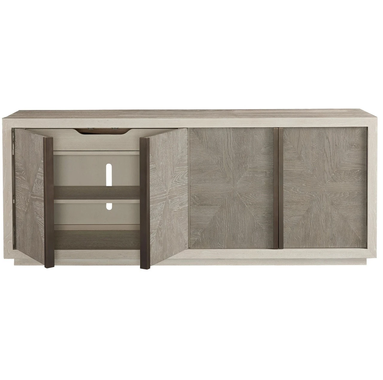 Modern Grey Oak Wood 4 Door Brinkley Credenza Sideboard 4 Modern Grey Oak Wood 4 Door Brinkley Credenza Sideboard - Image 2