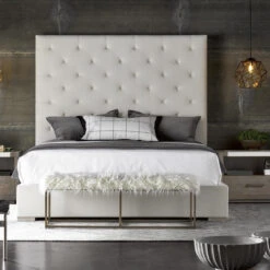 Modern Hollywood Regency White Alpaca Fur Bench -Famous Furniture Shop 643 BR RS06 220 nowings C 08434.1494434859