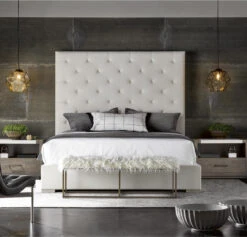 Modern Box-Tufted Panel Upholstered Platform California King Bed -Famous Furniture Shop 643 BR RS06 220 nowings C 97126.1494539539