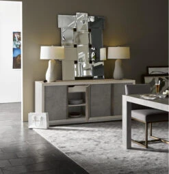 Modern Grey Oak Wood 4 Door Brinkley Credenza Sideboard 9 Modern Grey Oak Wood 4 Door Brinkley Credenza Sideboard -Famous Furniture Shop 643 DR RS15 779 open C 38203.1494881016