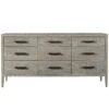 Kennedy Modern Grey Oak 9 Drawer Dresser 72"