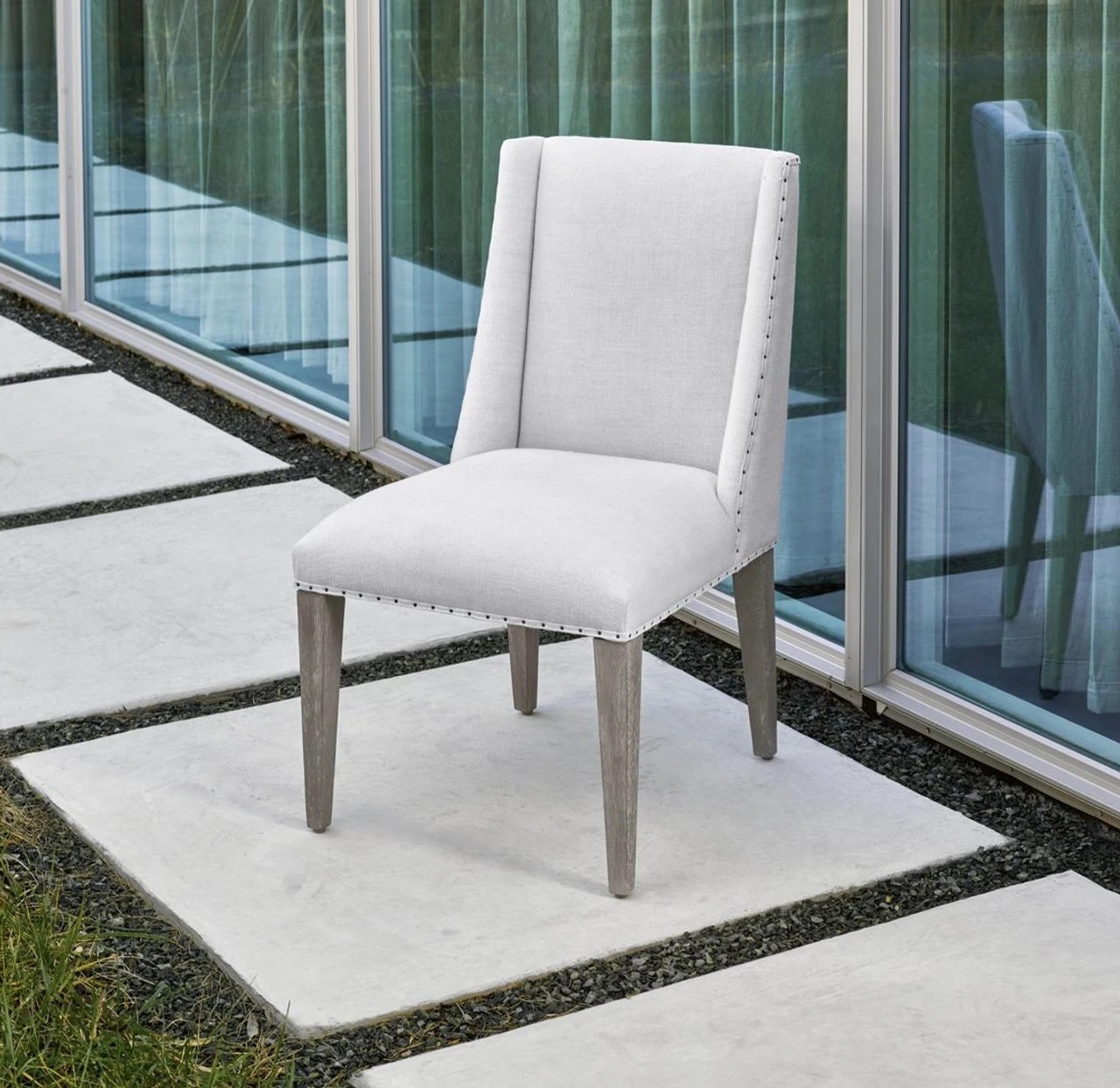 Tyndall Belgian Linen Upholstered Wing Dining Chair 4 Tyndall Belgian Linen Upholstered Wing Dining Chair - Image 2