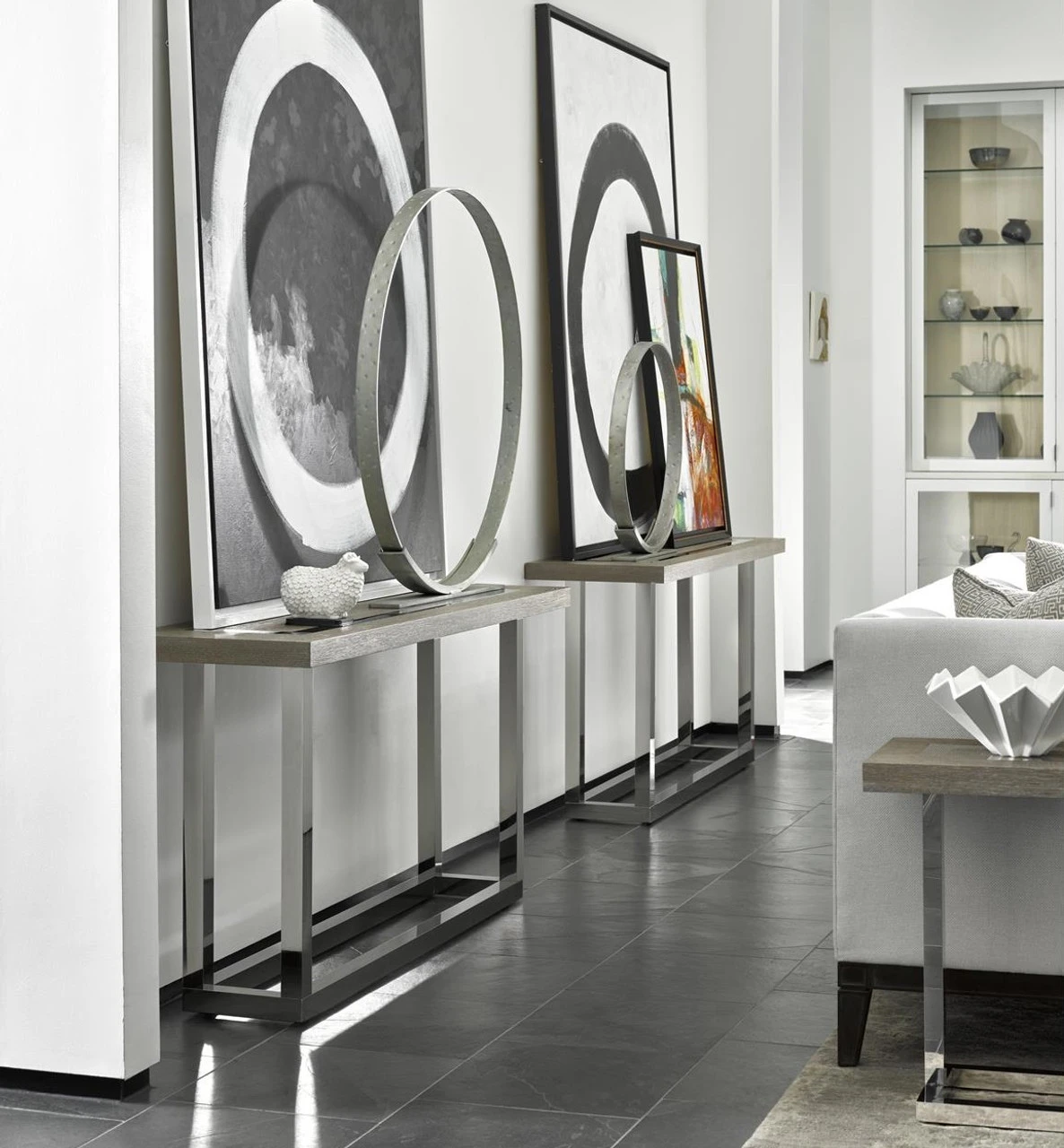 Wyatt Modern Oak Wood + Stainless Steel Console Table 4 Wyatt Modern Oak Wood + Stainless Steel Console Table - Image 2