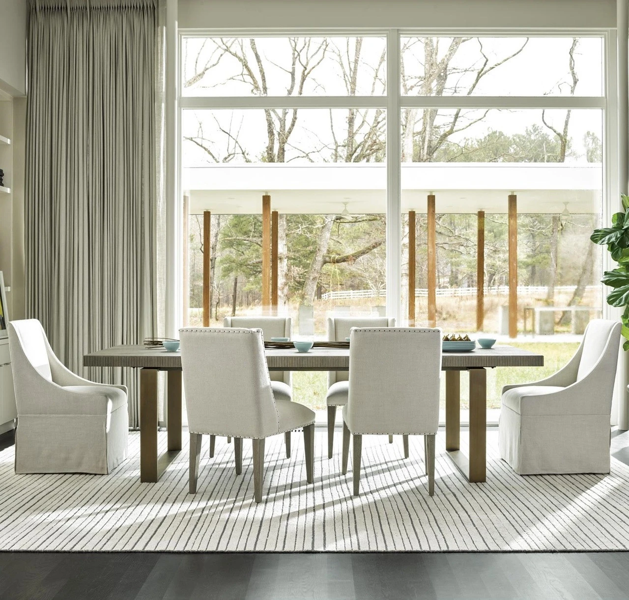 Tyndall Belgian Linen Upholstered Wing Dining Chair 5 Tyndall Belgian Linen Upholstered Wing Dining Chair - Image 3