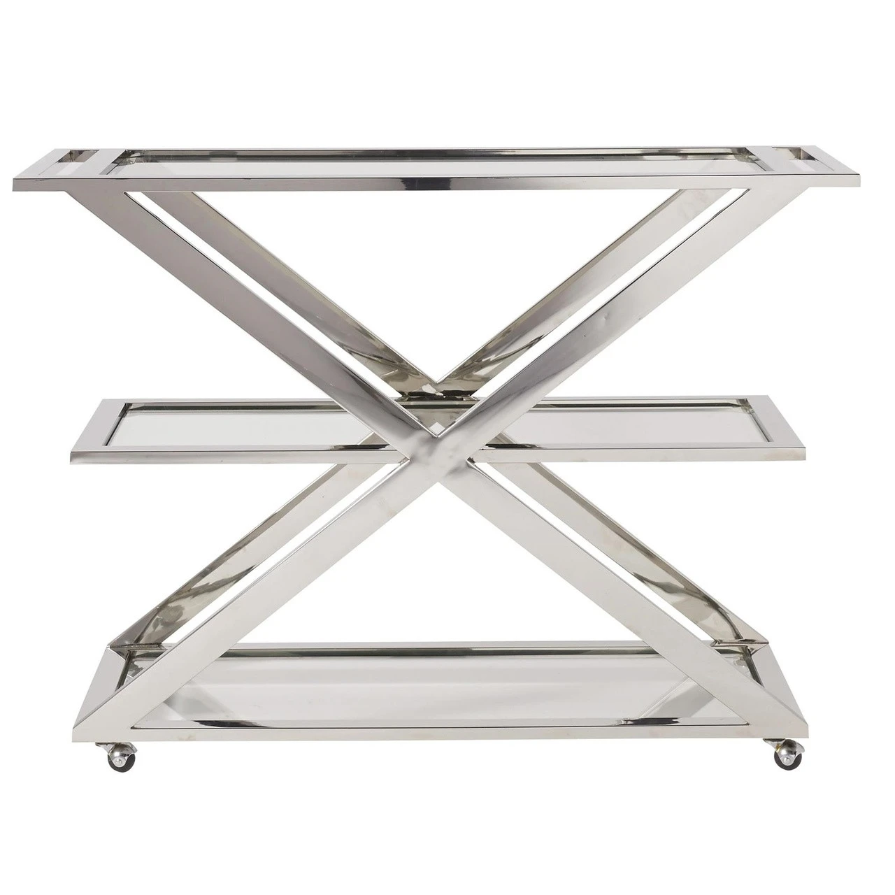 Modern Hollywood Regency Bar Cart - Nickel 4 Modern Hollywood Regency Bar Cart - Nickel - Image 2