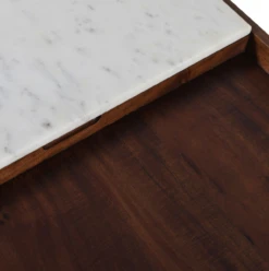 Serene 22" White Marble Side Table Walnut -Famous Furniture Shop 6643C1AF 1F05 4BB4 A41A 8153531D63BF 02058.1715368099