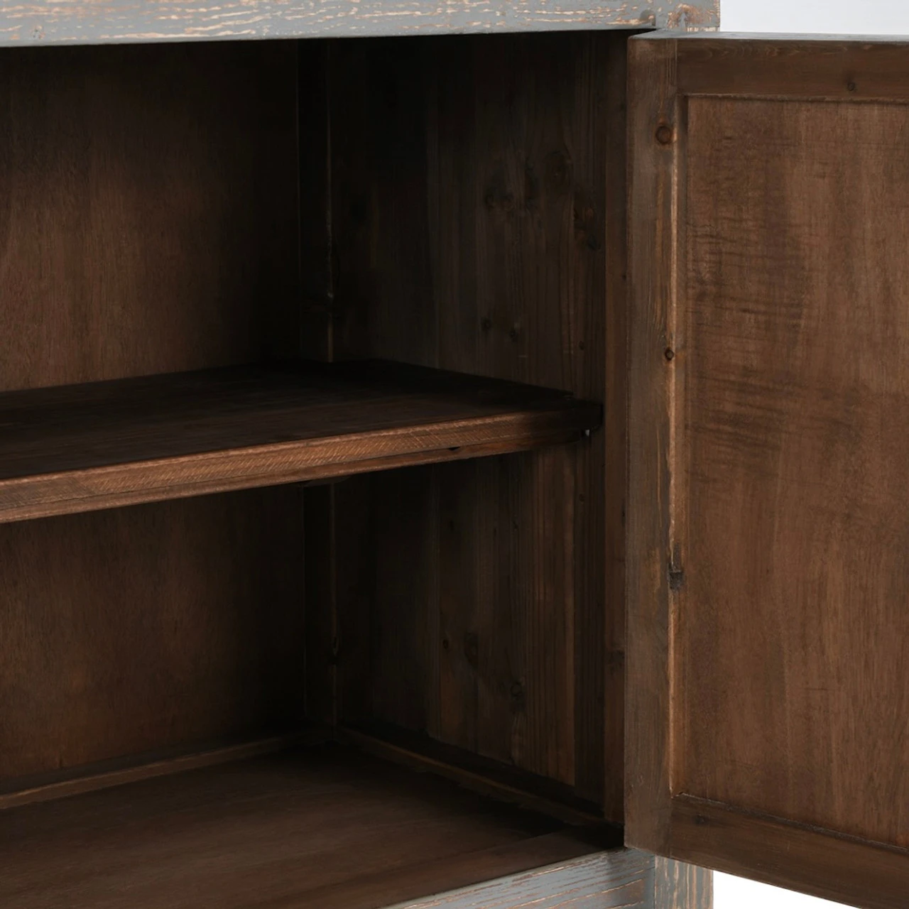 Spanish Farmhouse Reclaimed Wood 4 Door Sideboard 103" In Antique Blue 8 Spanish Farmhouse Reclaimed Wood 4 Door Sideboard 103" In Antique Blue - Image 6