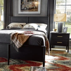 Langley Black Wooden Queen Size Panel Bed 11 Langley Black Wooden Queen Size Panel Bed -Famous Furniture Shop 705250B 5 51051.1533165660