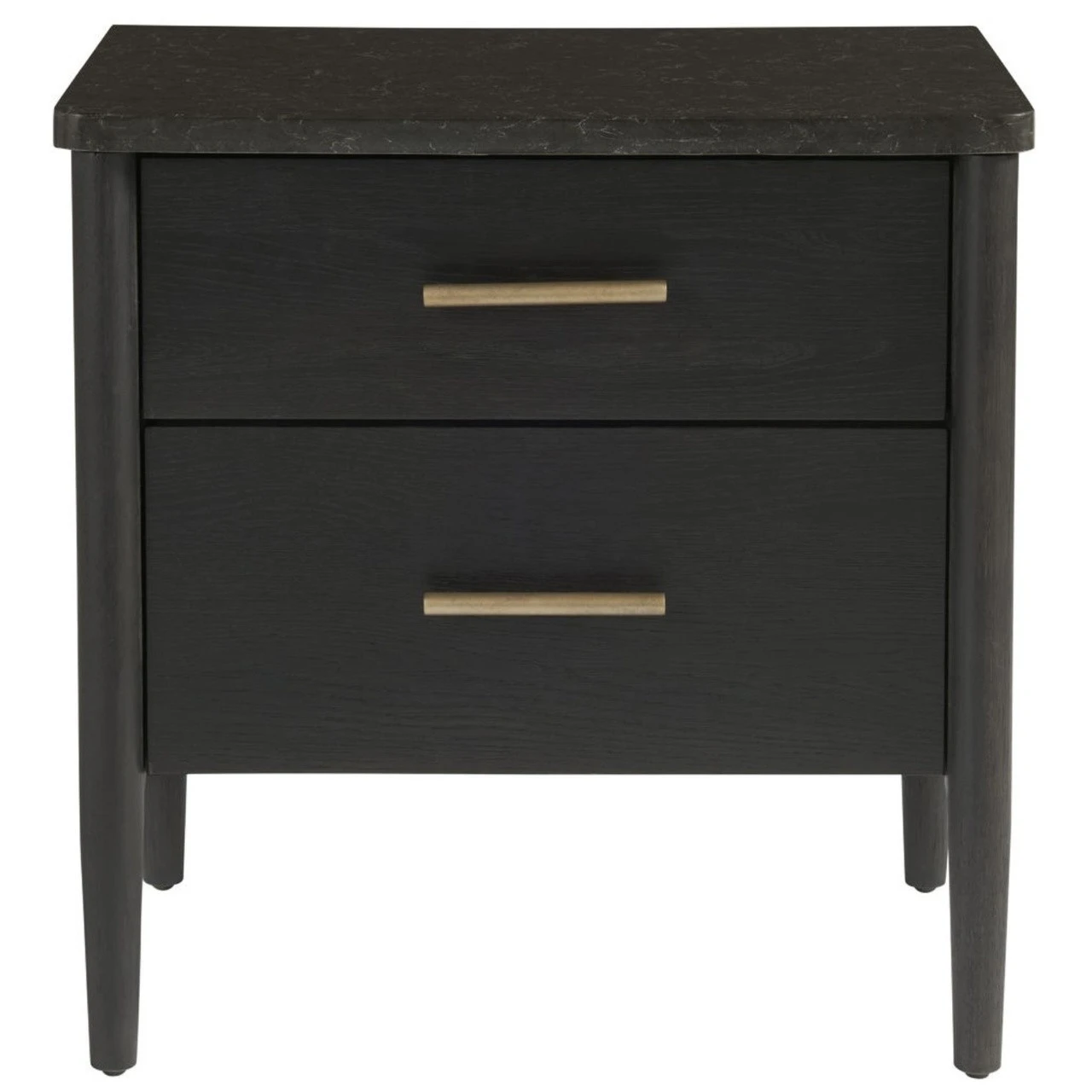 Langley Black Wooden 2 Drawer Marble Top Nightstand 4 Langley Black Wooden 2 Drawer Marble Top Nightstand - Image 2