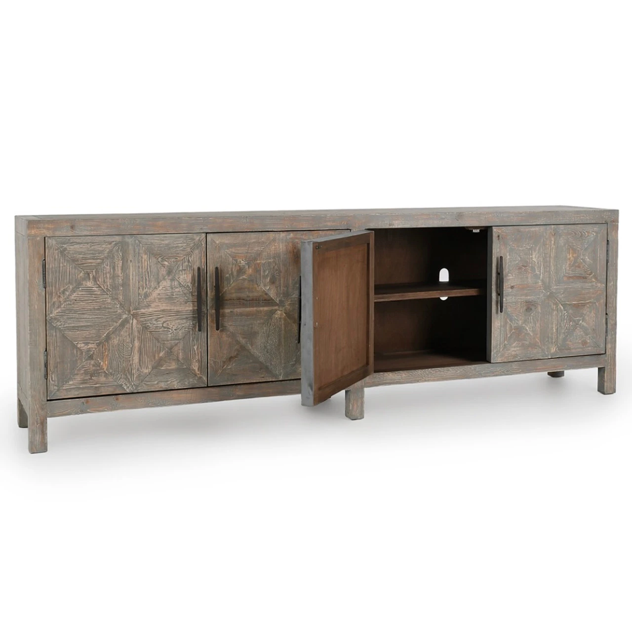 Spanish Farmhouse Reclaimed Wood 4 Door Sideboard 103" In Antique Blue 6 Spanish Farmhouse Reclaimed Wood 4 Door Sideboard 103" In Antique Blue - Image 4