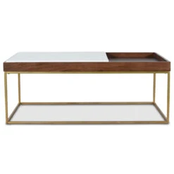 Serene 45" White Marble Coffee Table Walnut -Famous Furniture Shop 8748151D 40F8 4027 B34D 6CA60E615AC1 1 201 a 28200.1715368214