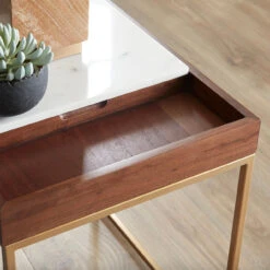 Serene 22" White Marble Side Table Walnut -Famous Furniture Shop 8DA7ADE6 733A 4896 BA3E B85CE371BC45 1 201 a 77628.1715368099