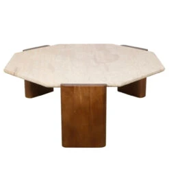 Breton 40" Octogonal Coffee Table With Travertine In Walnut -Famous Furniture Shop 91541FC5 8AAA 400D A262 C6C8B9791ADF 1 201 a 62661.1707404477