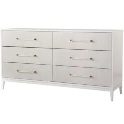 Brentwood White Lacquer 6 Drawers Dresser 68"