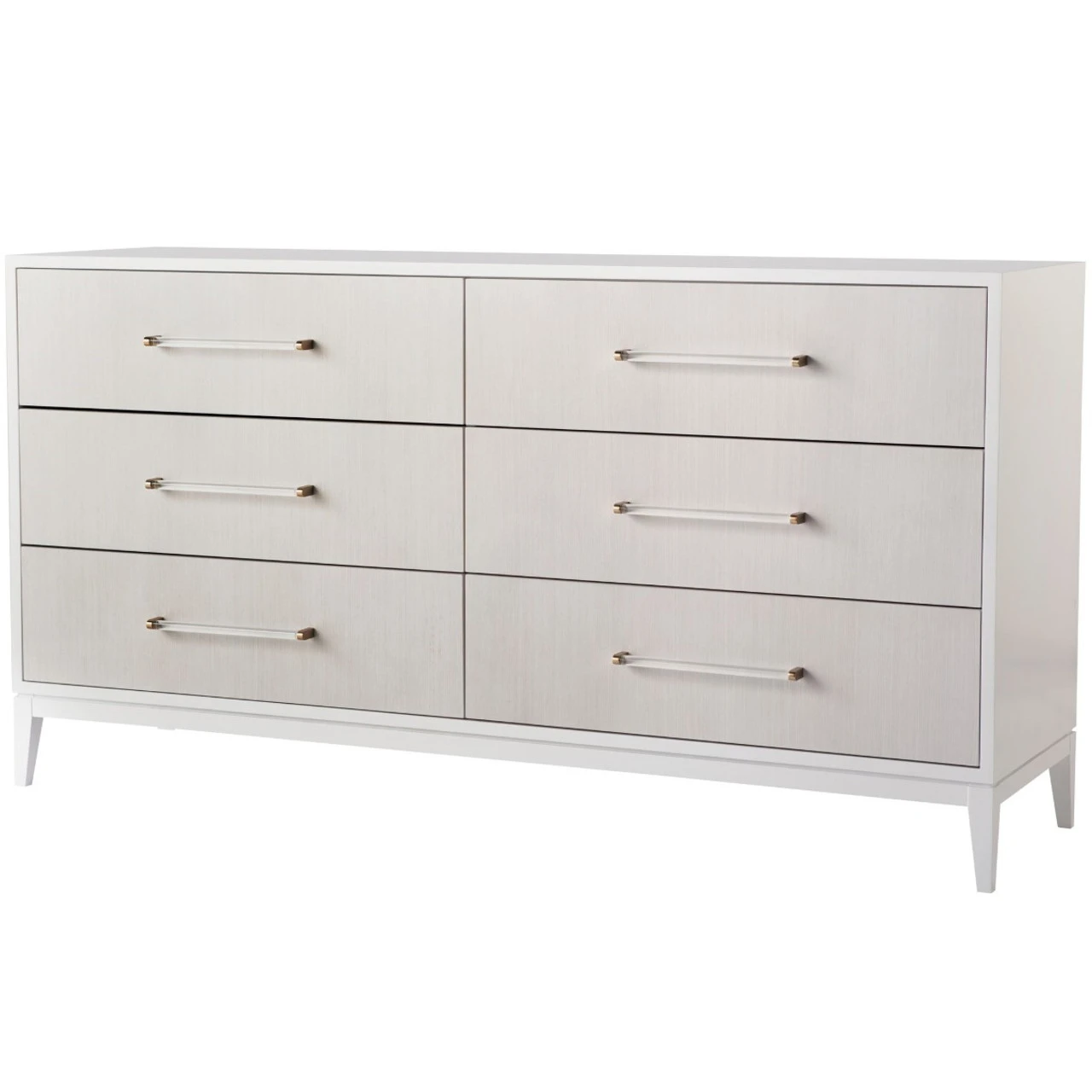 Brentwood White Lacquer 6 Drawers Dresser 68" 3 Brentwood White Lacquer 6 Drawers Dresser 68"