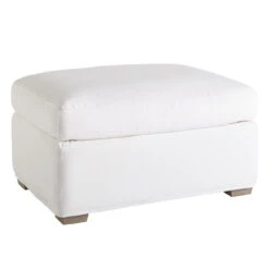 Malibu White Slipcover Ottoman