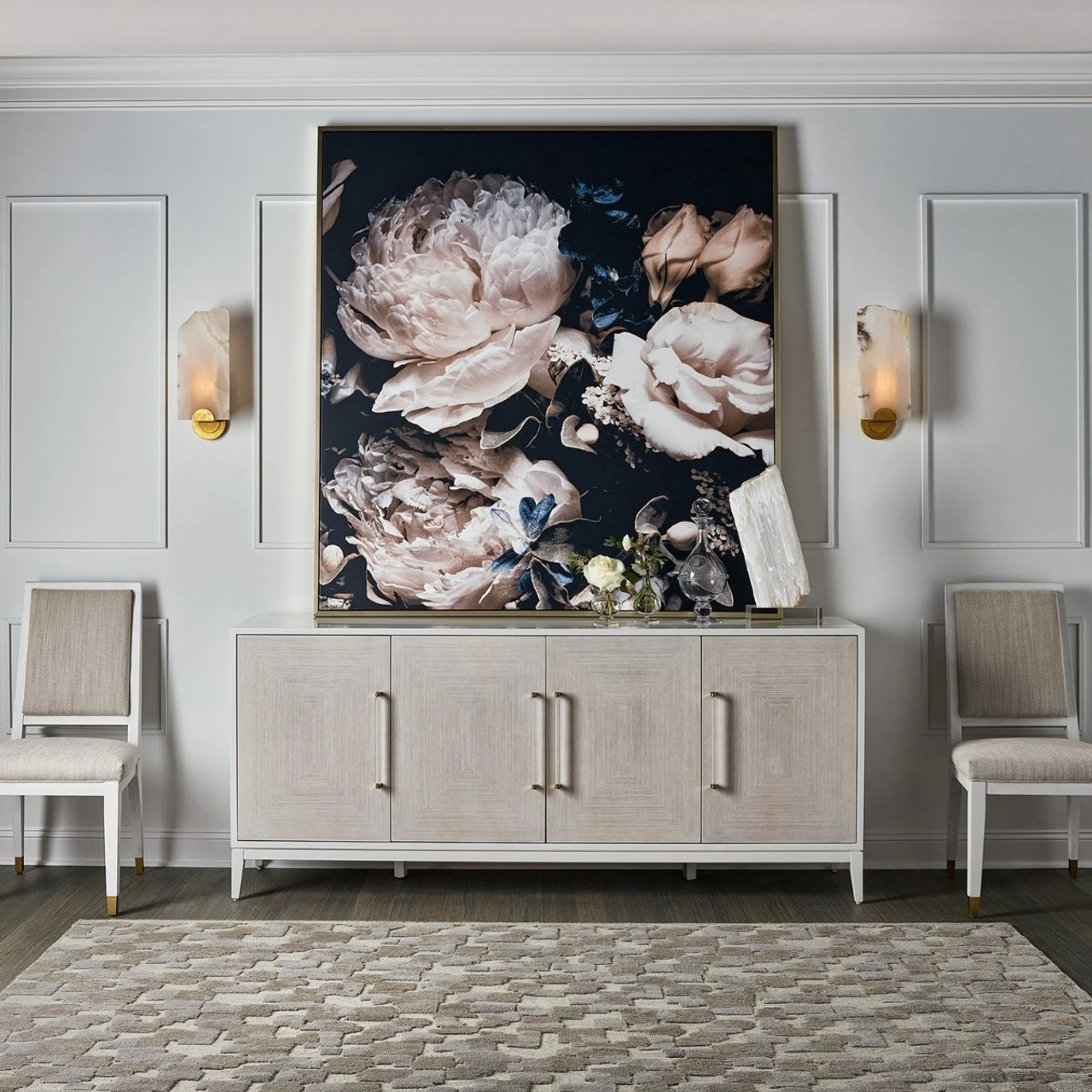 Desert Rose White Lacquer 4 Door Sideboard 78" 4 Desert Rose White Lacquer 4 Door Sideboard 78" - Image 2