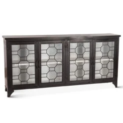 Penelope 80" Iron And Glass Sideboard Matte Black