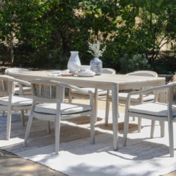 Aria Teak Outdoor Dining Table In Gray 86" -Famous Furniture Shop 9CC24929 2423 449D B56A 75D18664000D 48816.1716298734