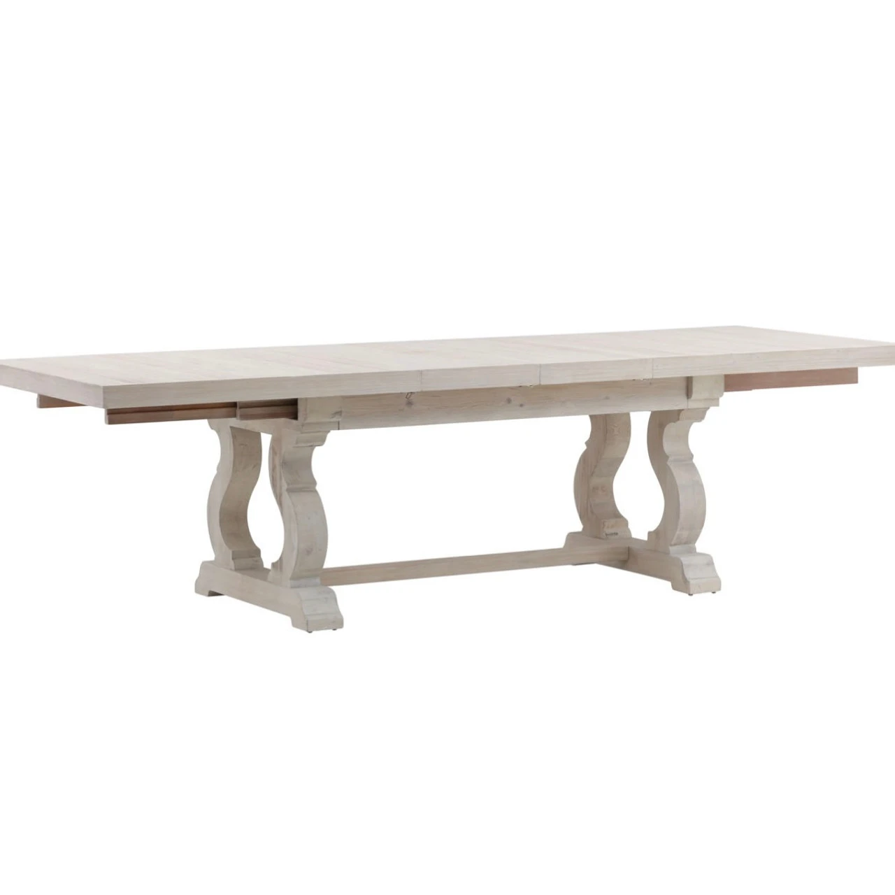 Chantelle Whitewashed Pine Extendable Trestle Dining Table 78-110" 7 Chantelle Whitewashed Pine Extendable Trestle Dining Table 78-110" - Image 5