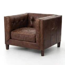 Abbott Vintage Cigar Tufted Leather Club Chair