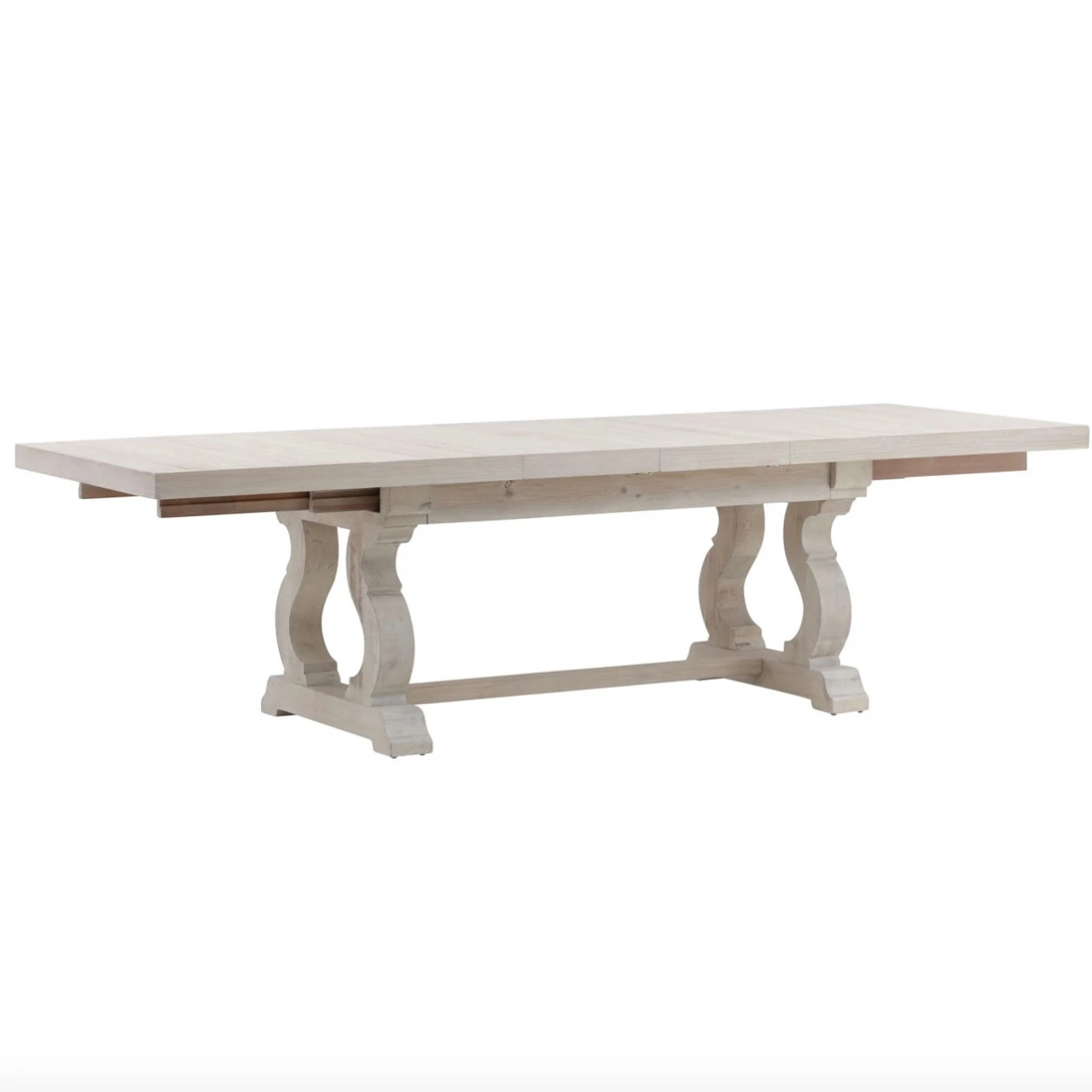 Chantelle Whitewashed Pine Extendable Trestle Dining Table 78-110" 4 Chantelle Whitewashed Pine Extendable Trestle Dining Table 78-110" - Image 2