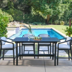 Dawn Teak Wood Outdoor Counter Table In Black 67" -Famous Furniture Shop BFC3AF8F 4C3D 49A9 A915 05C7A2C49B5B 38383.1716301701