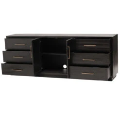 Burnished Black Rustic Wood Large Media Cabinet With Doors -Famous Furniture Shop Burnished Black Rustic Wood Large Media Cabinet with Doors1 93187.1500572426