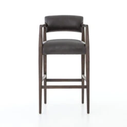 Tyler Mid-Century Modern Black Leather Bar Stool -Famous Furniture Shop CABT 74 FRT 1 98868.1487292134