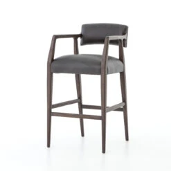 Tyler Mid-Century Modern Black Leather Bar Stool -Famous Furniture Shop CABT 74 PRM 1 98284 59057.1520307030