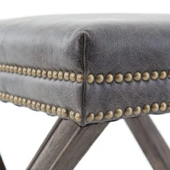 French Modern X-Base Leather Stool Ottoman -Famous Furniture Shop CASH 67JK 68 DET 1 43524.1487864779