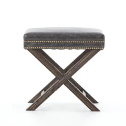 French Modern X-Base Leather Stool Ottoman -Famous Furniture Shop CASH 67JK 68 FRT 1 84667.1487864779