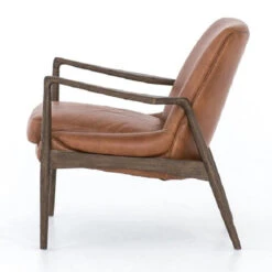 Braden Mid-Century Brandy Tan Leather Club Chair -Famous Furniture Shop CASH 83J 253 SID 1 93344.1554653440