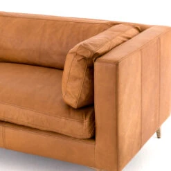 Beckwith Mid Century Modern Camel Leather Cushion Back Sofa 94" -Famous Furniture Shop CCAR 62 039 DET 4 47989.1510787452