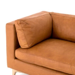 Beckwith Mid Century Modern Camel Leather Cushion Back Sofa 94" -Famous Furniture Shop CCAR 62 039 DET 5 14848.1500340216
