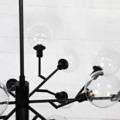 Pellman Clear Glass Globe Chandelier - Flat Black -Famous Furniture Shop CCAR 66B 11 28540.1618520340