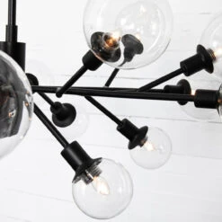 Pellman Clear Glass Globe Chandelier - Flat Black -Famous Furniture Shop CCAR 66B 5 96691.1618520333