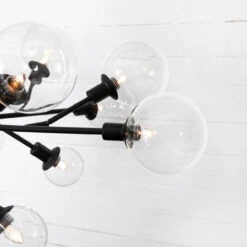 Pellman Clear Glass Globe Chandelier - Flat Black -Famous Furniture Shop CCAR 66B 6 01152.1618520335
