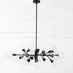 Pellman Clear Glass Globe Chandelier - Flat Black -Famous Furniture Shop CCAR 66B 8 81695.1618520352