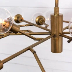 Sputnik Clear Glass Globe Chandelier - Matte Brass -Famous Furniture Shop CCAR 66 DET 1 32334.1513797874