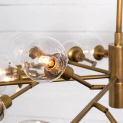 Sputnik Clear Glass Globe Chandelier - Matte Brass -Famous Furniture Shop CCAR 66 DET 2 89482.1513797840
